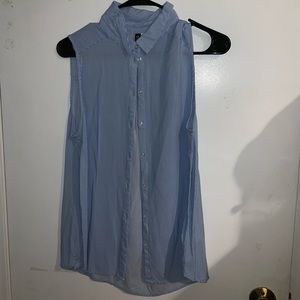 H&M divided blue and white pinstripe blouse